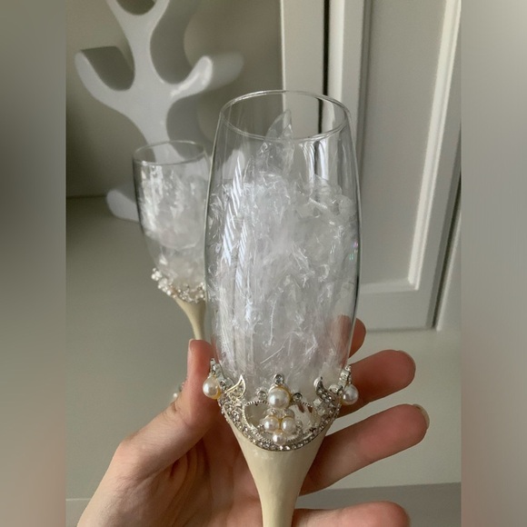 Vintage 90’S Pearl Tall Champagne Flute Glasses Set X 2 BRAND NEW - Picture 8 of 14